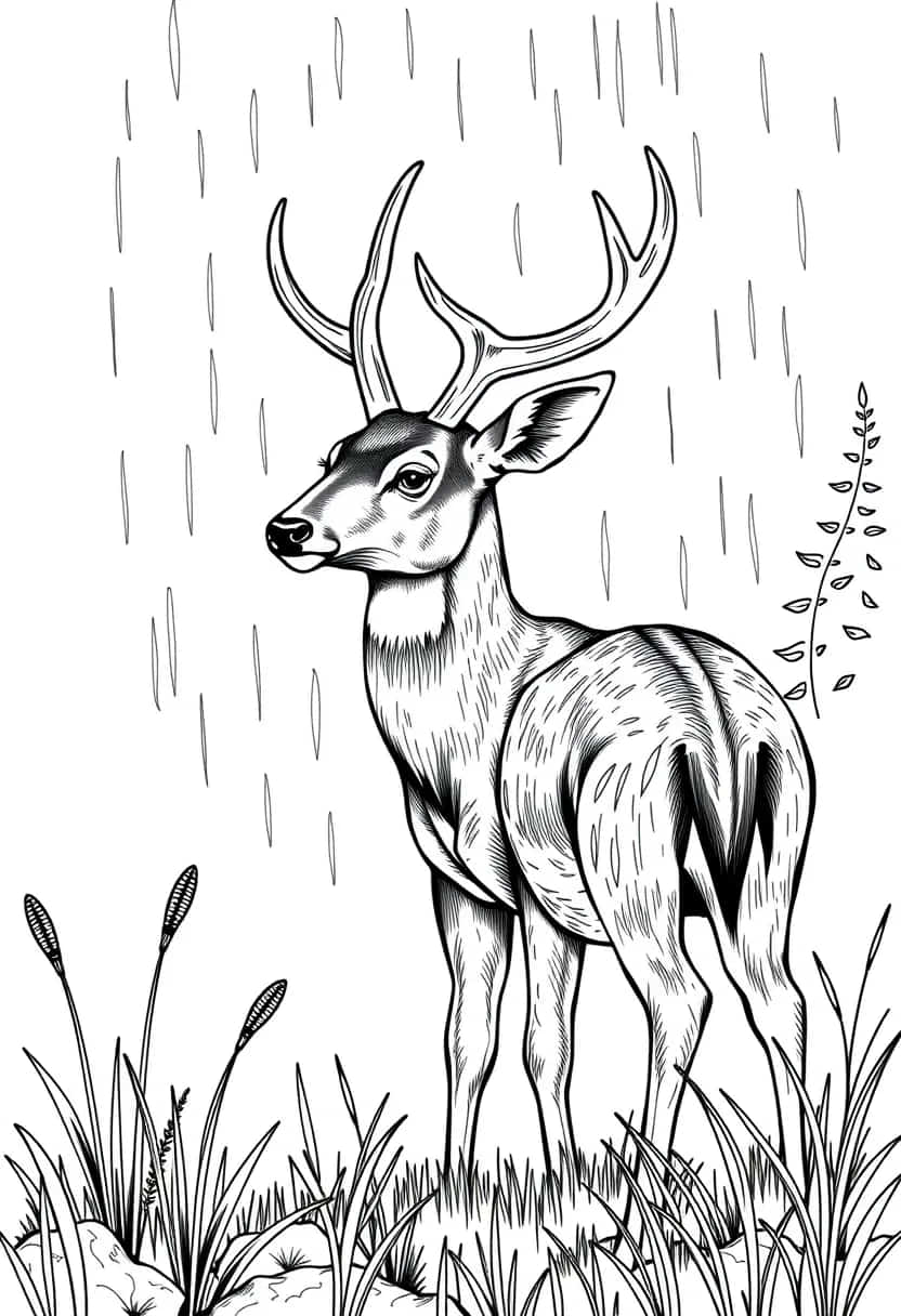 deer drawing coloring ideas pdf template sheet
