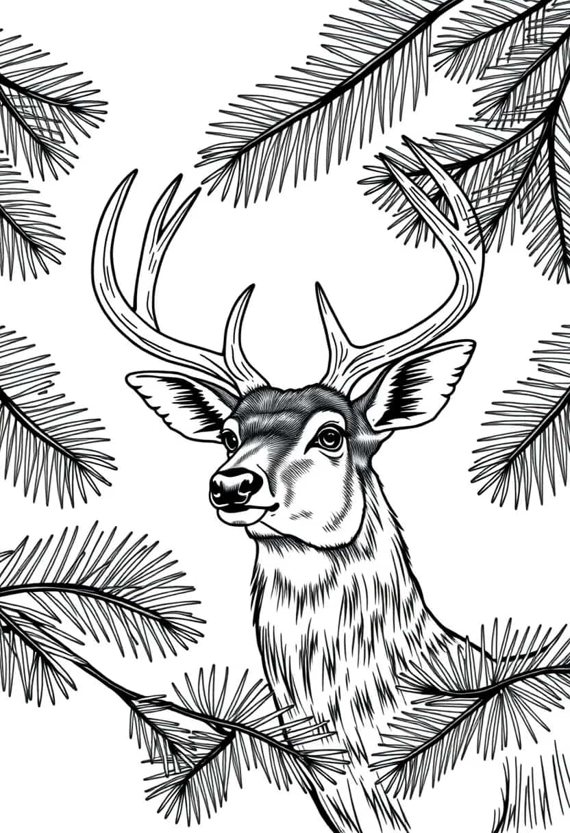 deer drawing coloring ideas pdf template sheet a