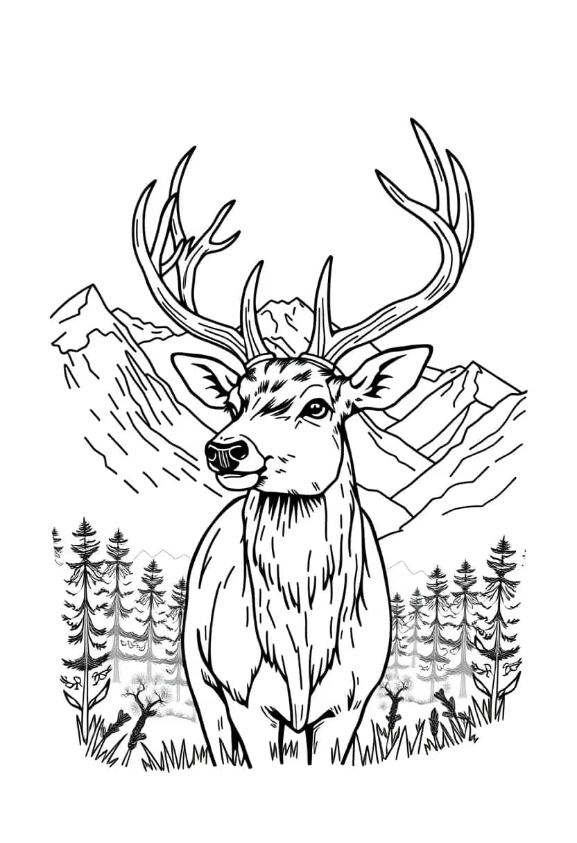 deer drawing coloring ideas pdf template sheet e