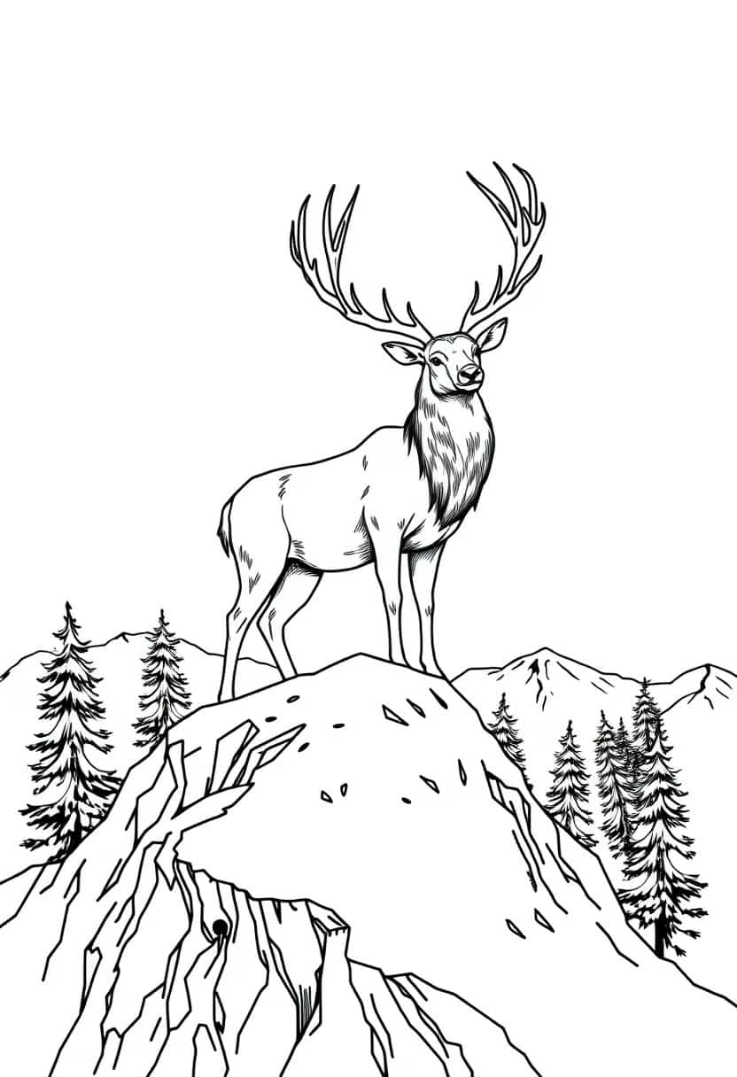 deer drawing coloring ideas pdf template sheet