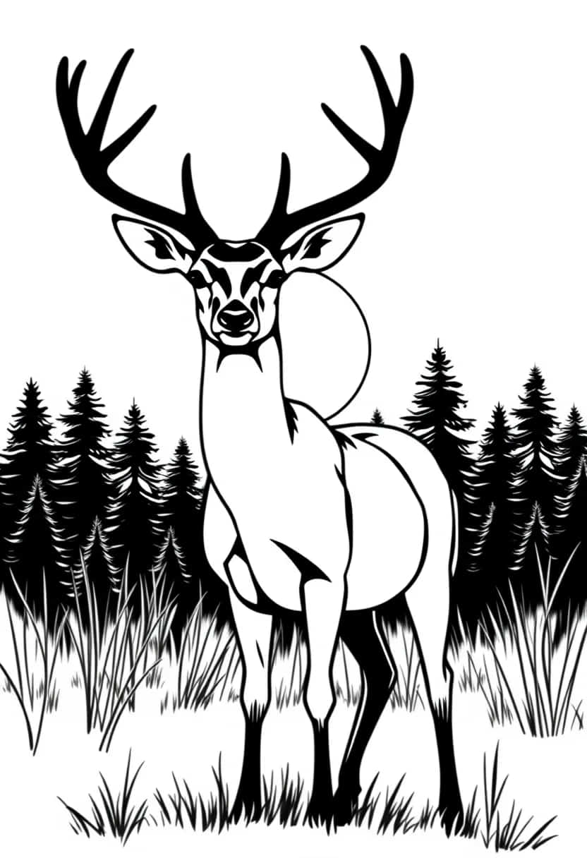 deer drawing coloring ideas pdf template sheet e