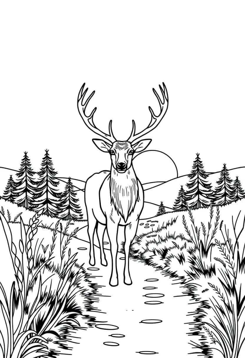 deer drawing coloring ideas pdf template sheet ea