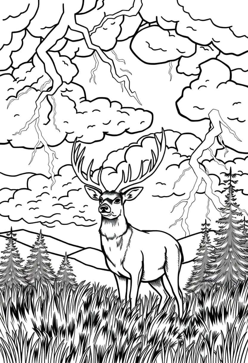 deer drawing coloring ideas pdf template sheet