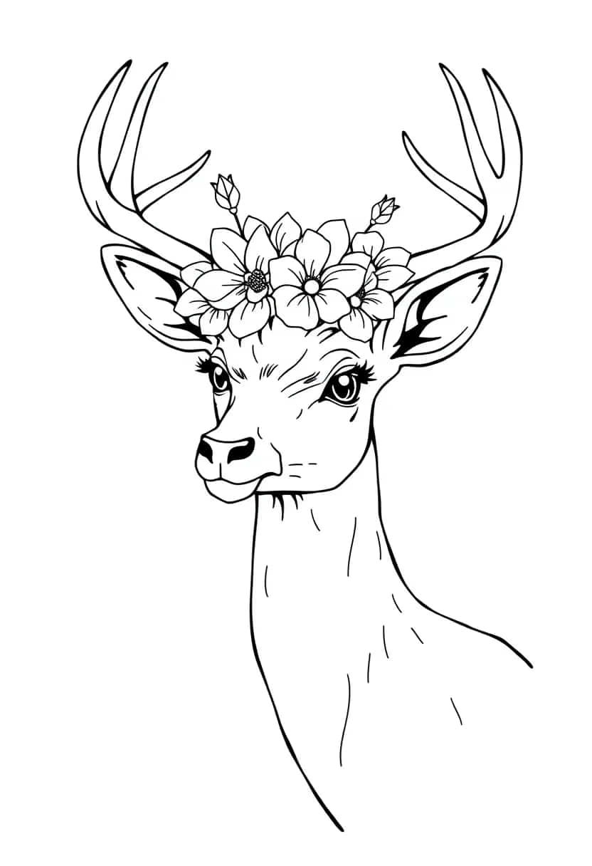deer drawing coloring ideas pdf template sheet a