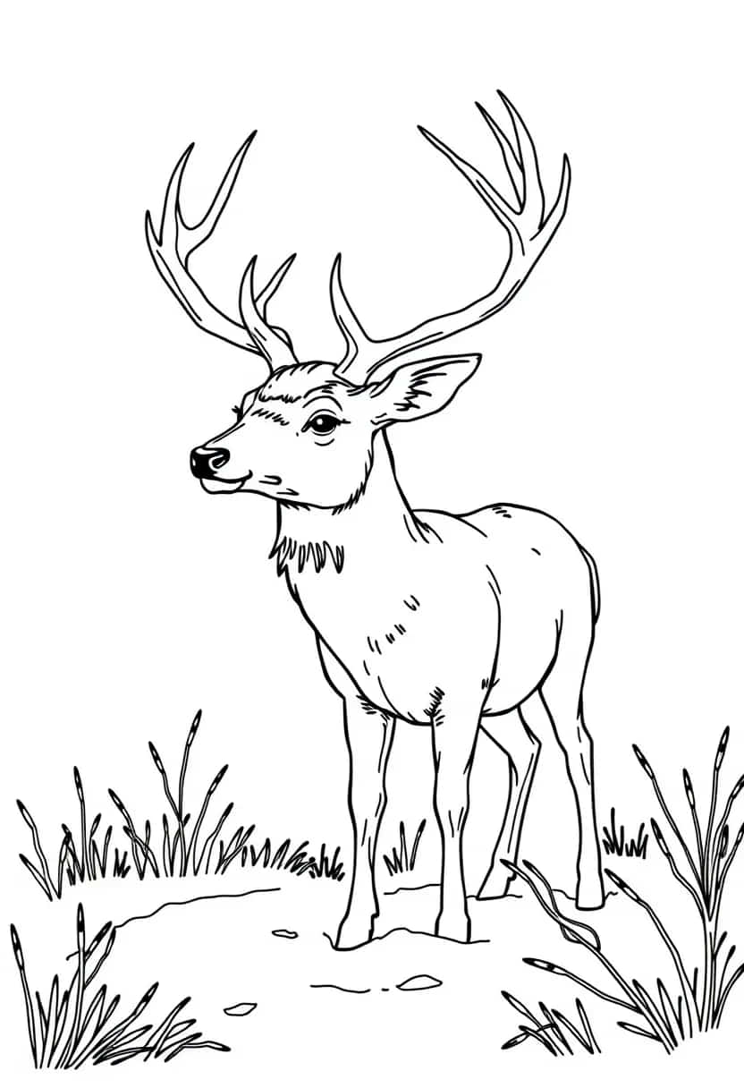 deer drawing coloring ideas pdf template sheet