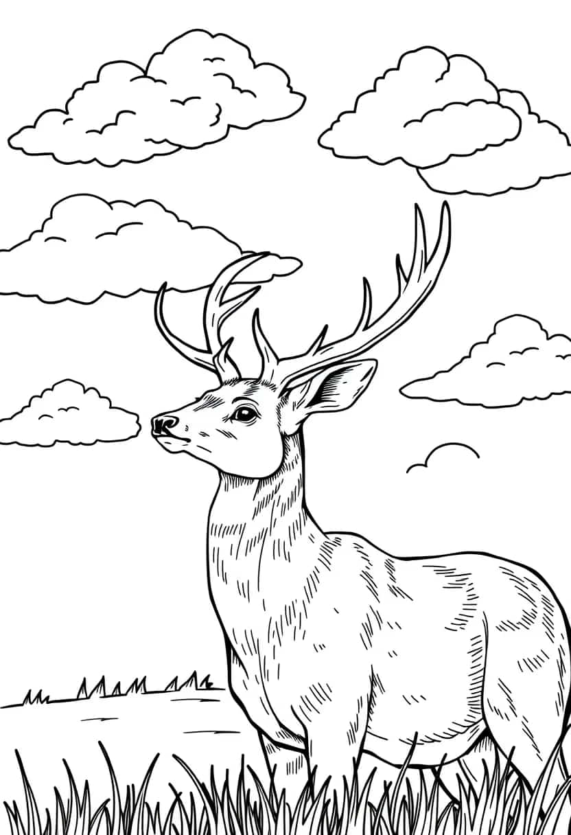 deer drawing coloring ideas pdf template sheet