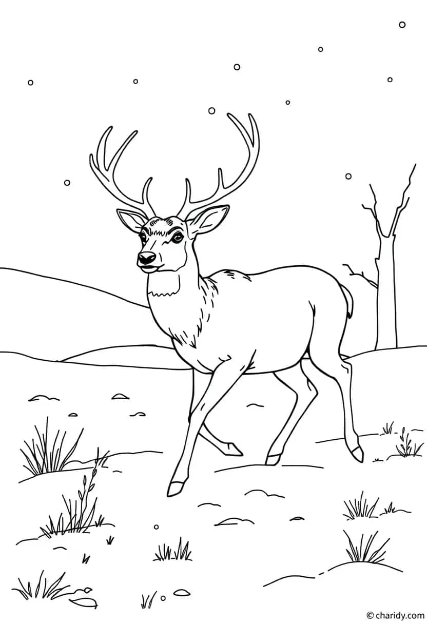 deer drawing coloring ideas pdf template sheet a