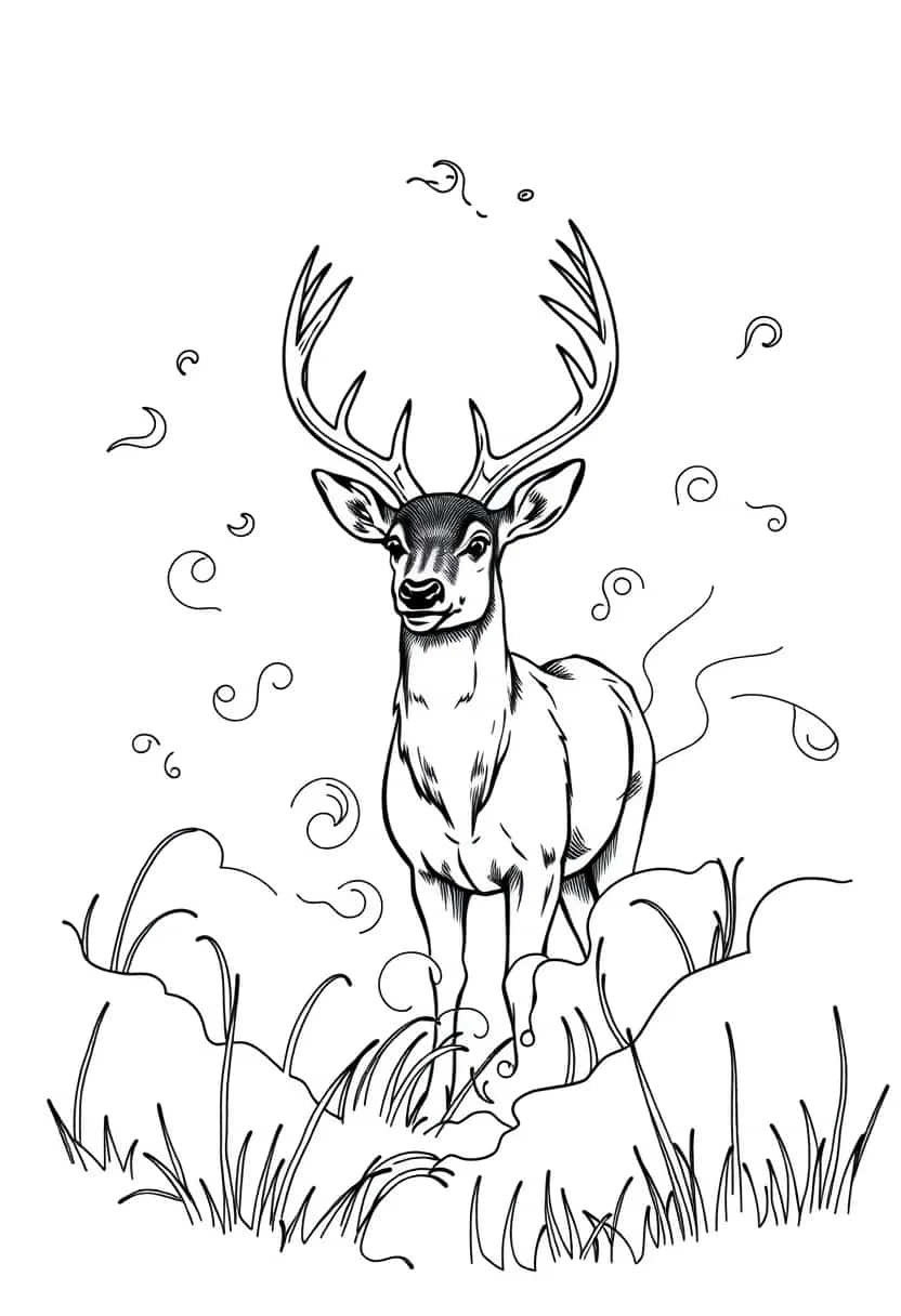 deer drawing coloring ideas pdf template sheet a