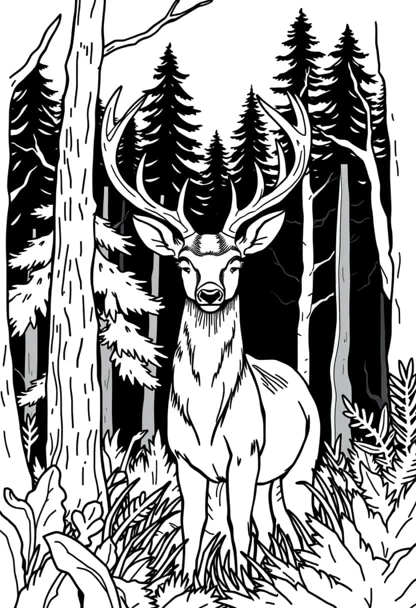deer drawing coloring ideas pdf template sheet d