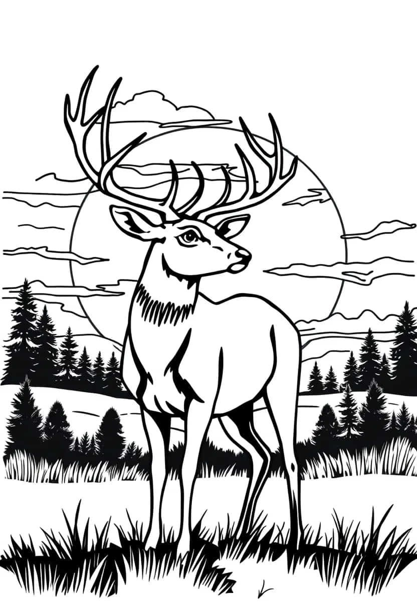 deer drawing coloring ideas pdf template sheet