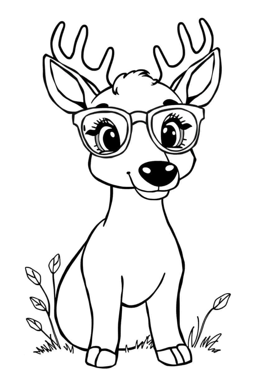 deer drawing coloring ideas pdf template sheet