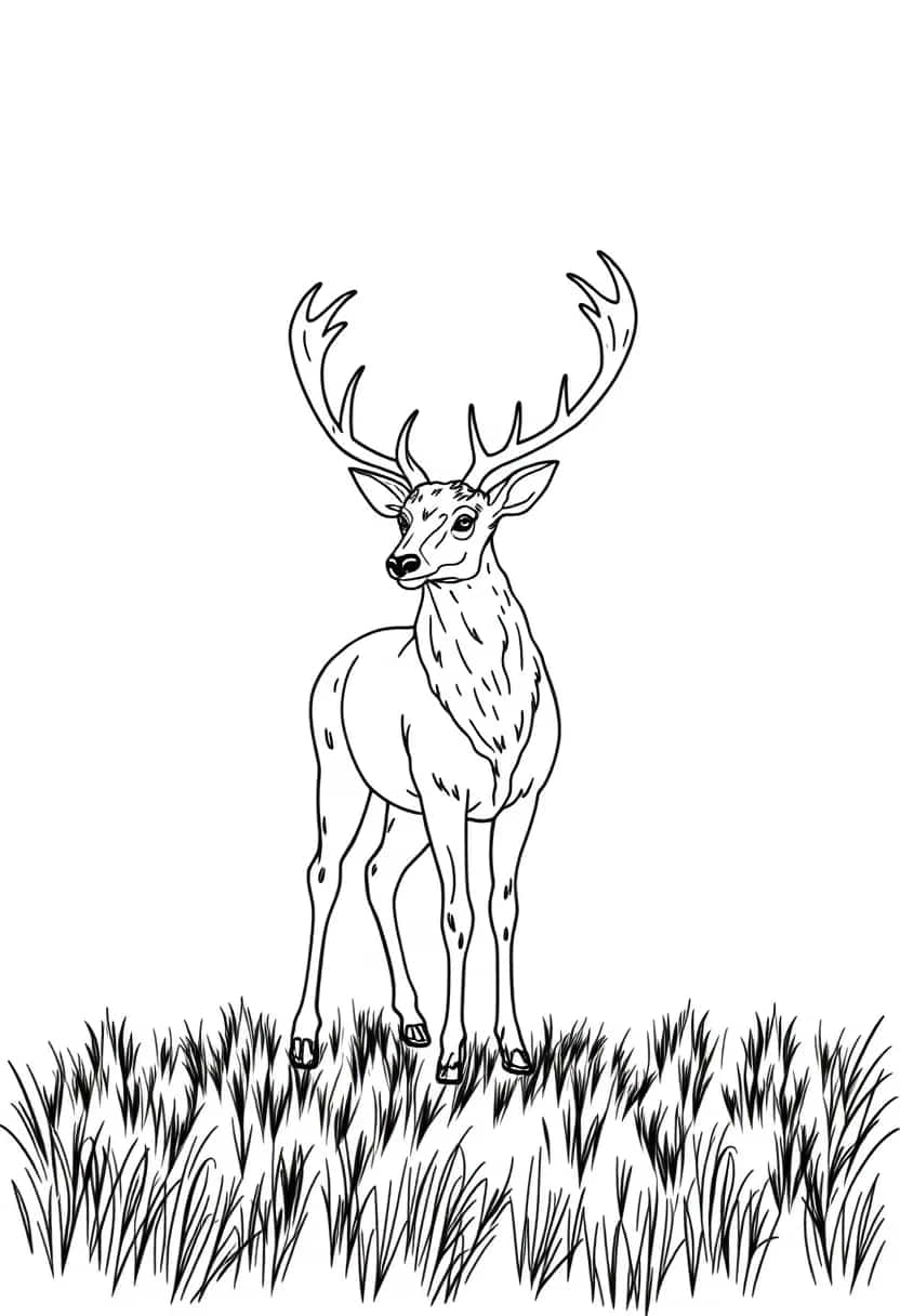 deer drawing coloring ideas pdf template sheet