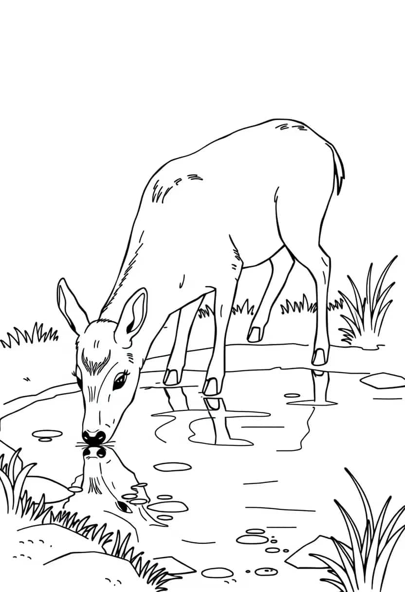 deer drawing coloring ideas pdf template sheet e