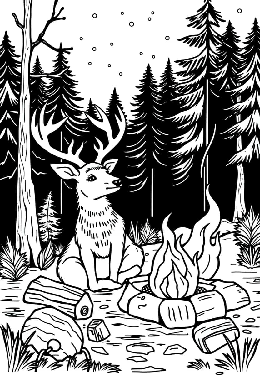 deer drawing coloring ideas pdf template sheet