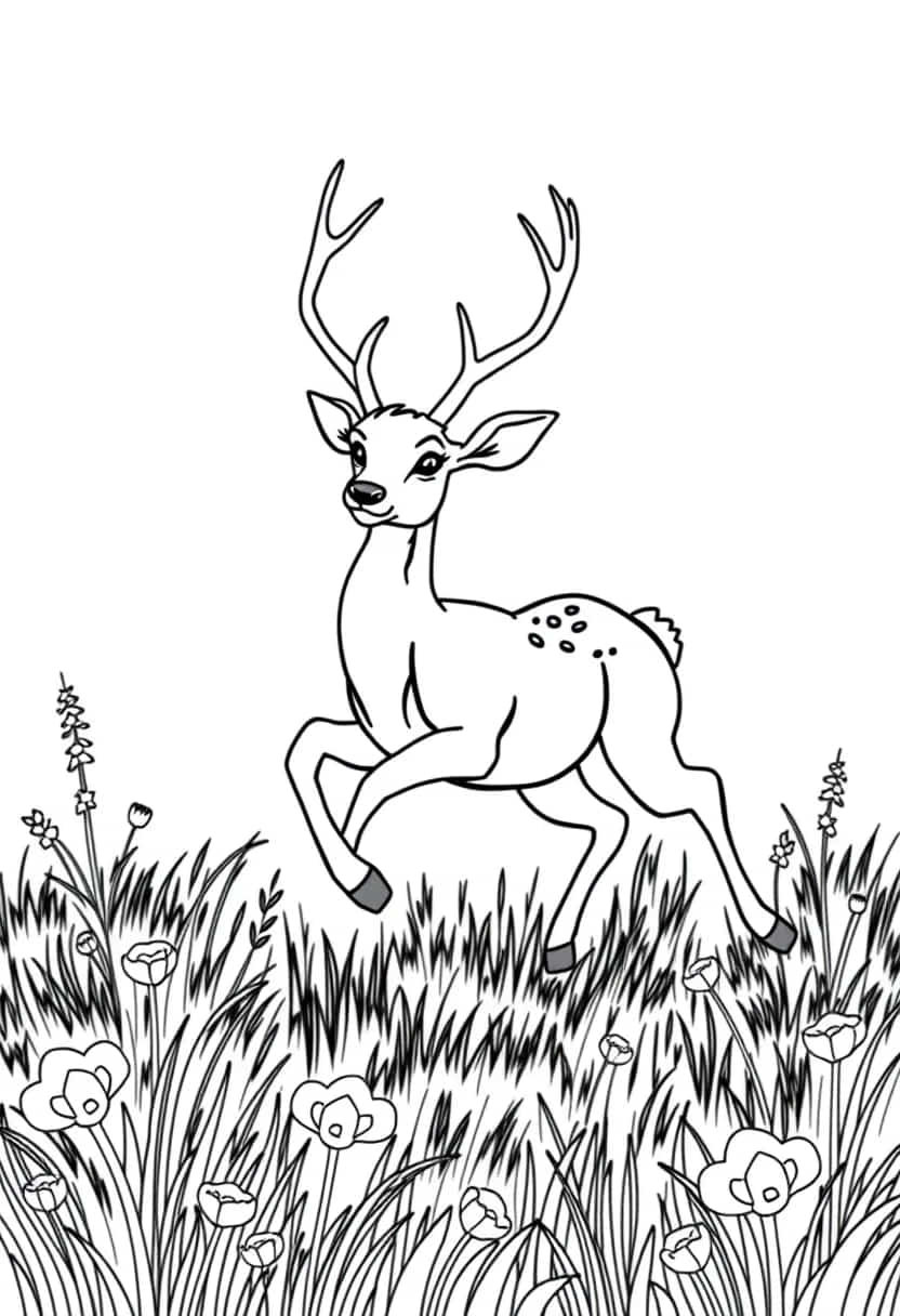 deer drawing coloring ideas pdf template sheet
