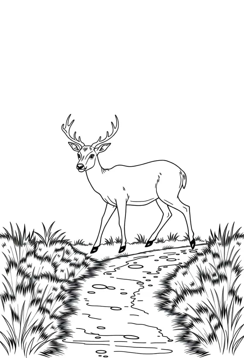 deer drawing coloring ideas pdf template sheet