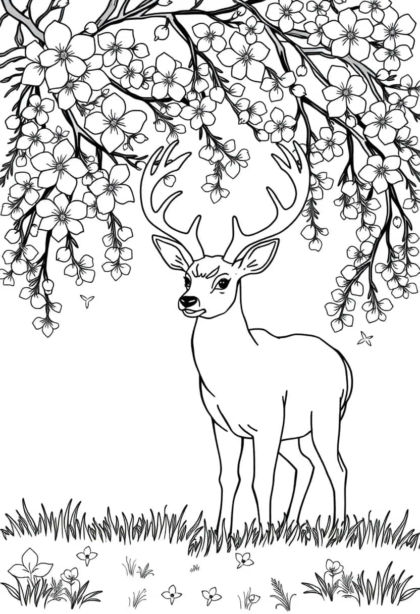 deer drawing coloring ideas pdf template sheet