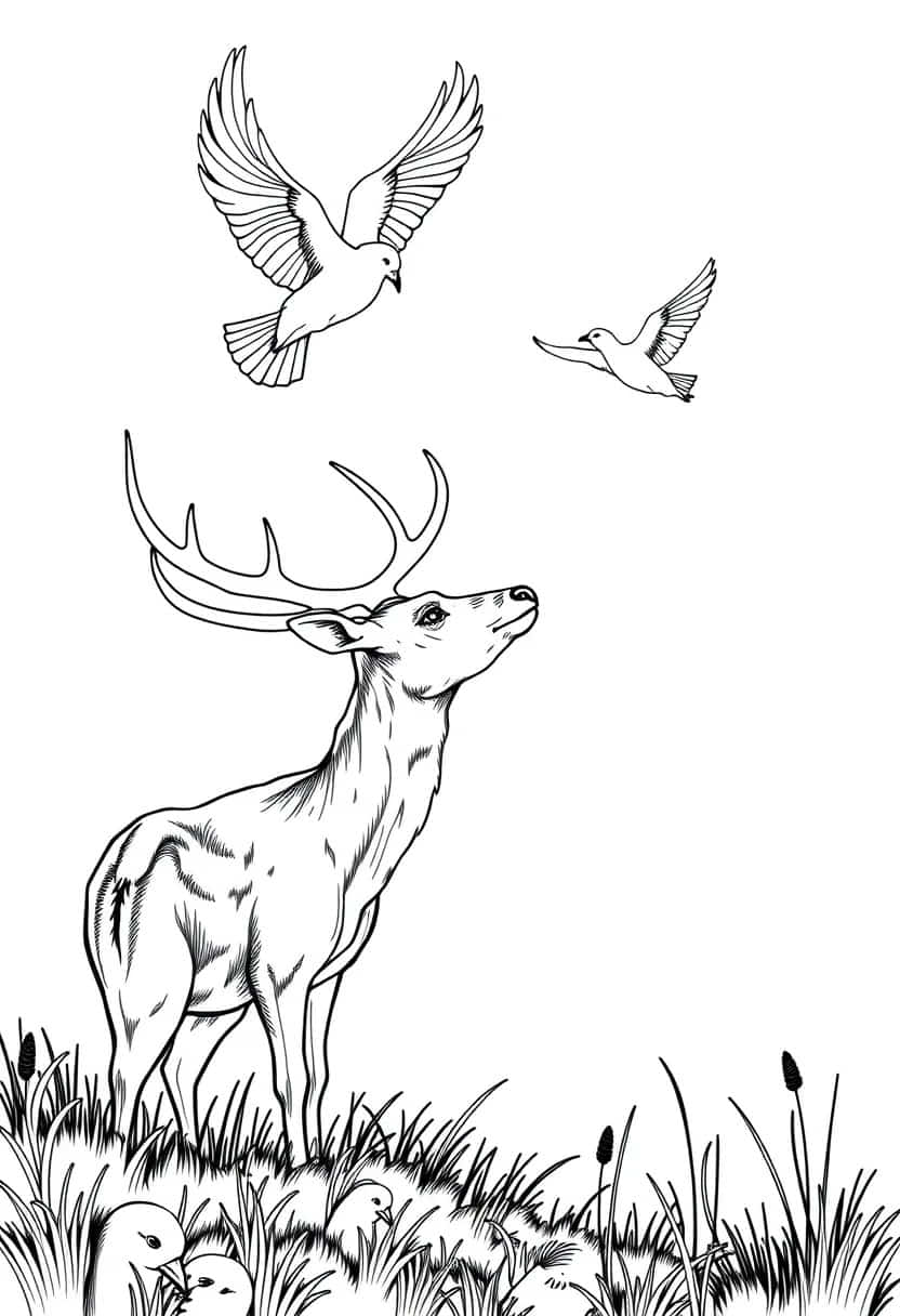 deer drawing coloring ideas pdf template sheet e