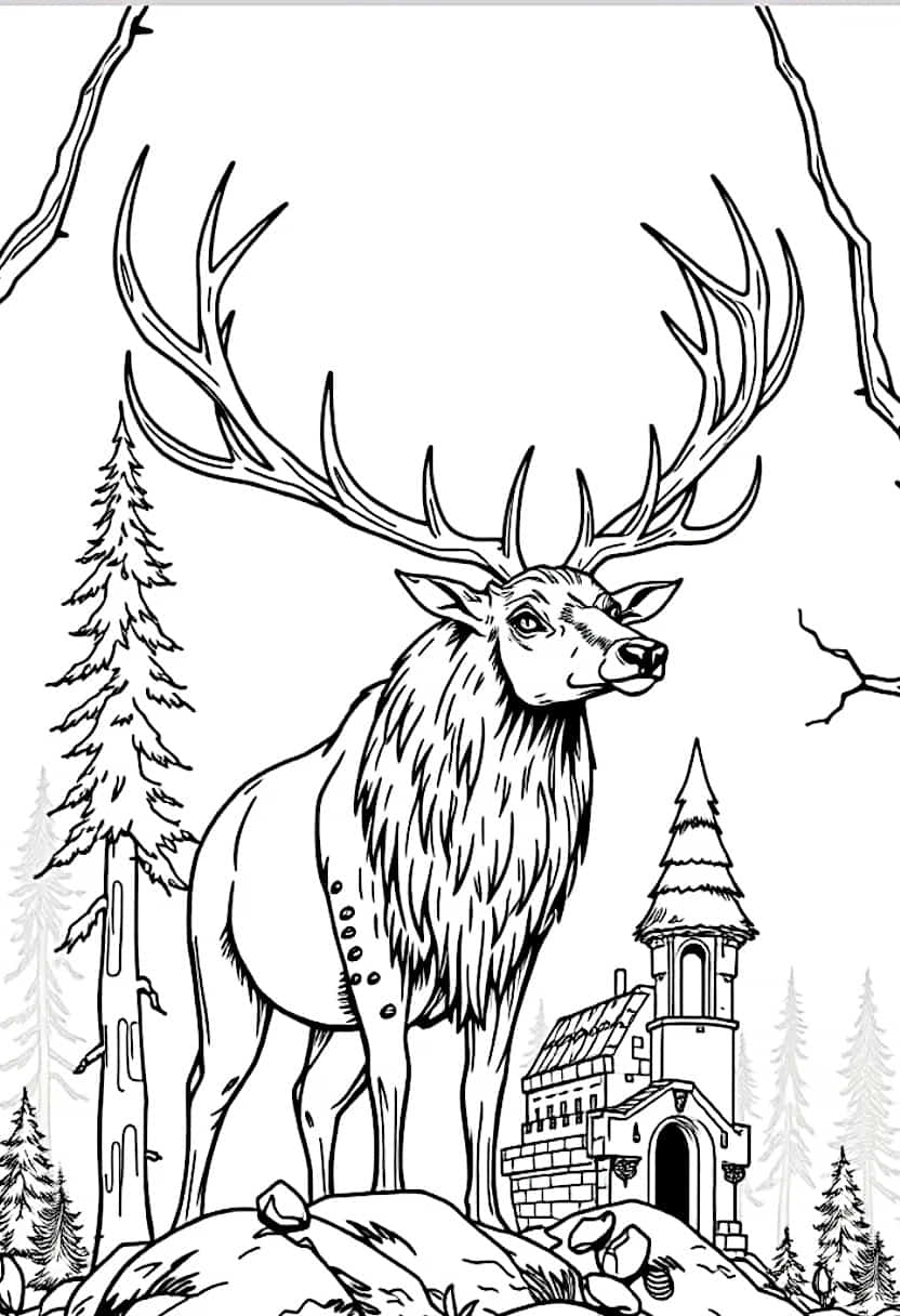 deer drawing coloring ideas pdf template sheet