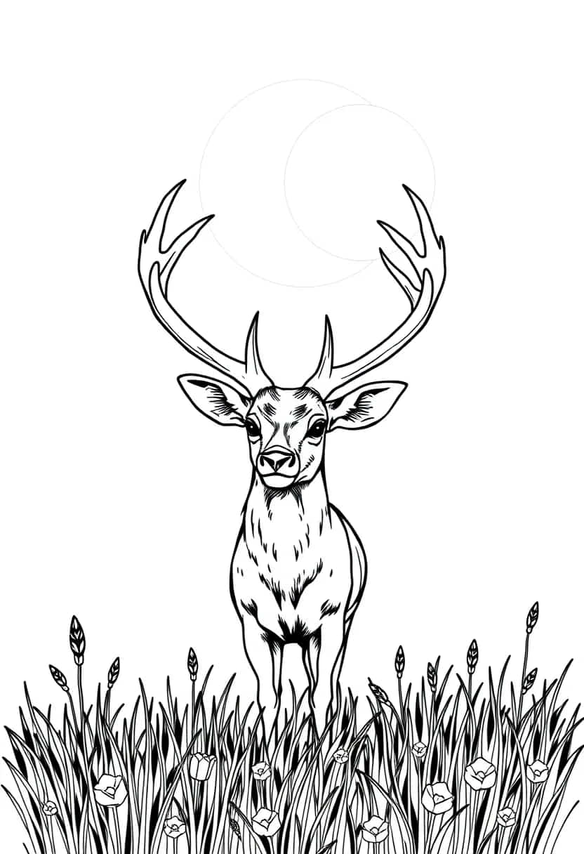 deer drawing coloring ideas pdf template sheet e