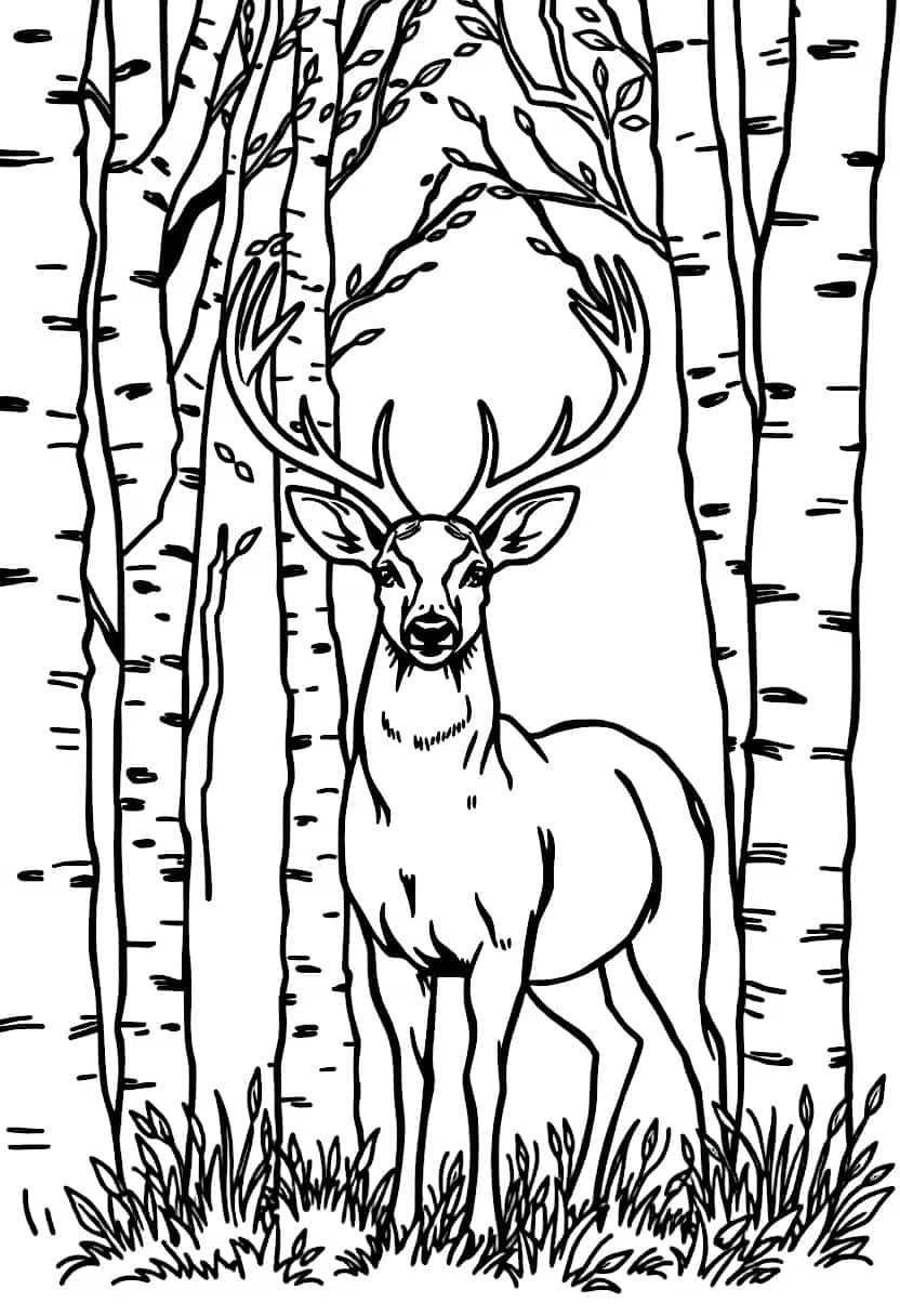 deer drawing coloring ideas pdf template sheet aad