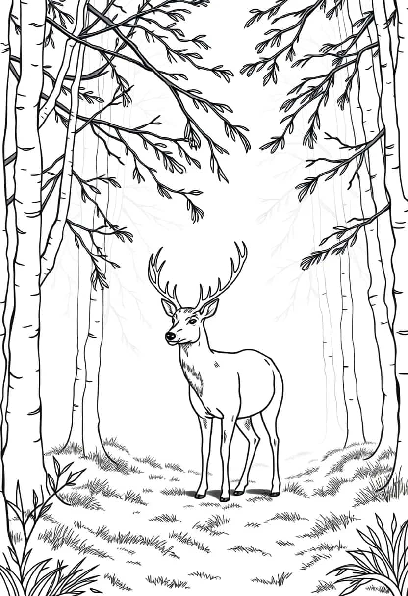 deer drawing coloring ideas pdf template sheet ac