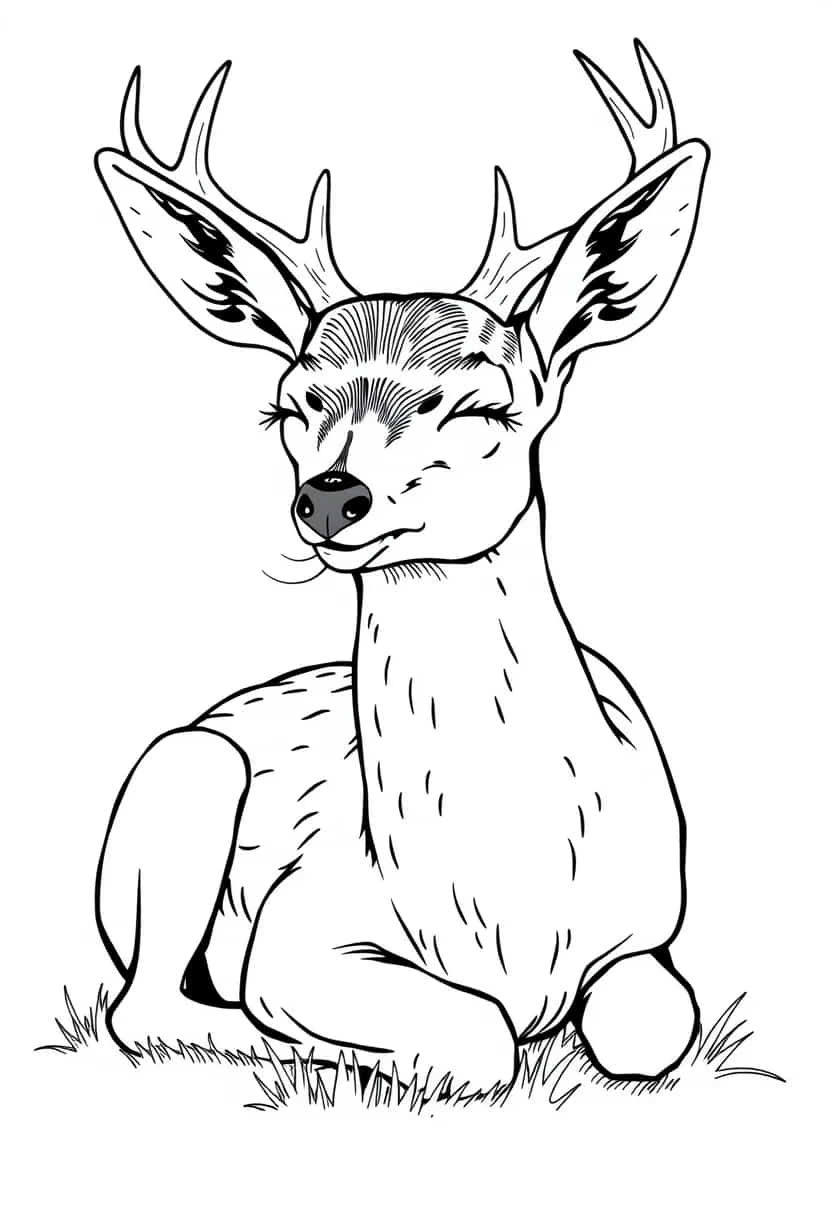 deer drawing coloring ideas pdf template sheet b