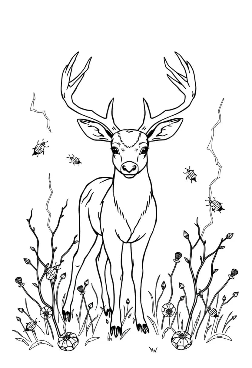 deer drawing coloring ideas pdf template sheet ba