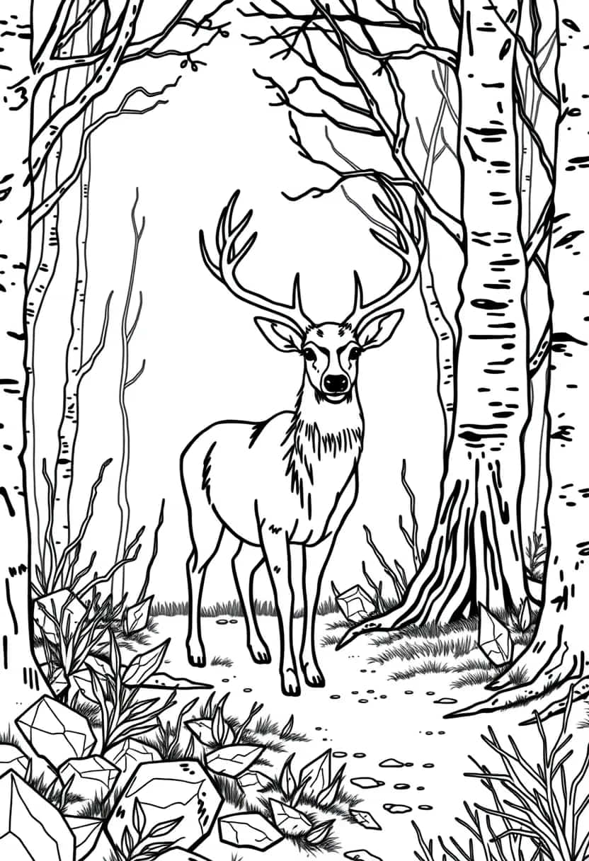 deer drawing coloring ideas pdf template sheet ba