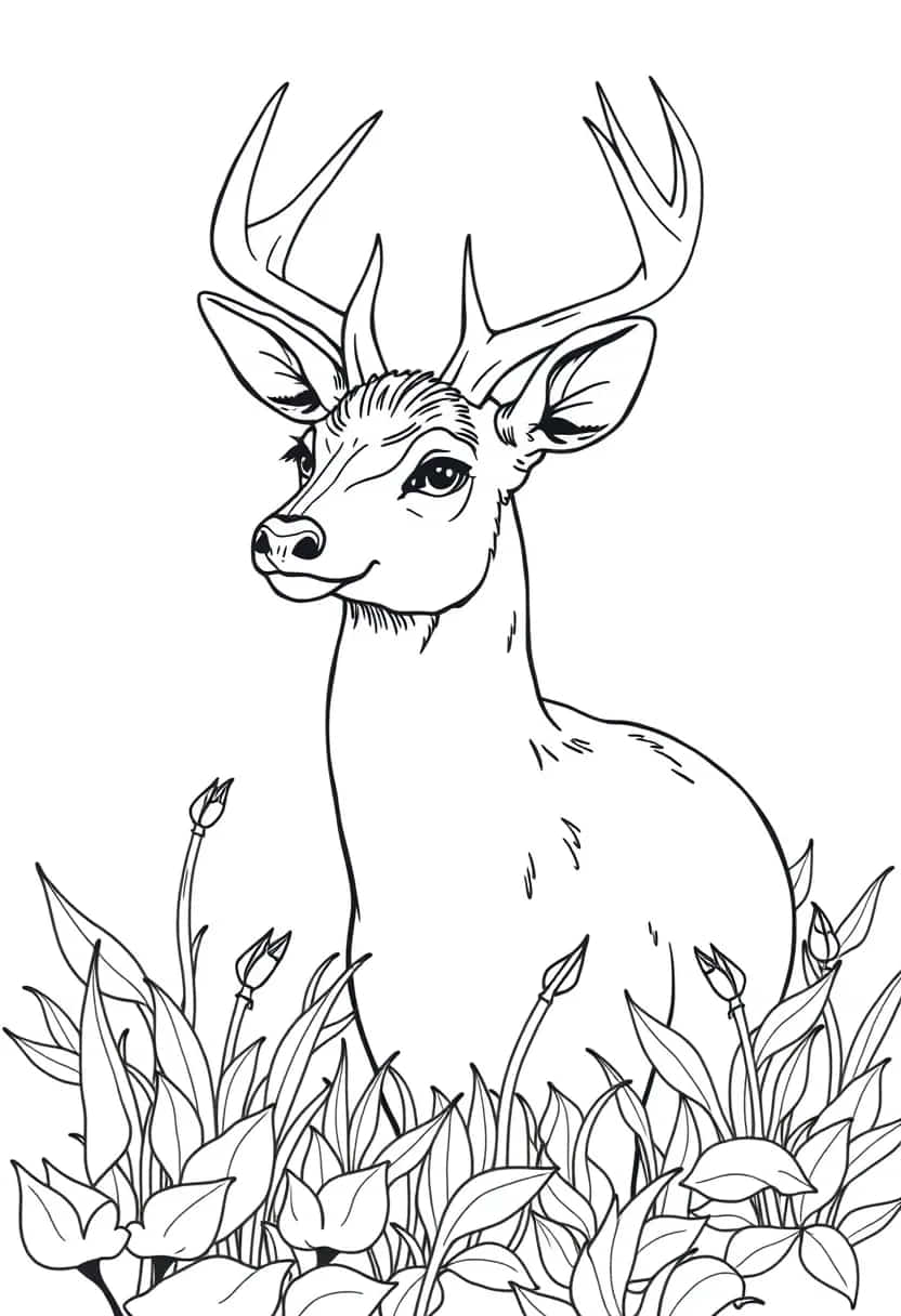 deer drawing coloring ideas pdf template sheet bb