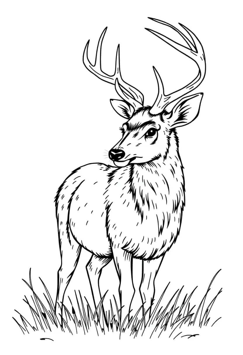 deer drawing coloring ideas pdf template sheet ced