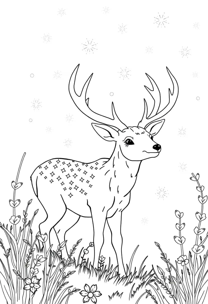 deer drawing coloring ideas pdf template sheet d