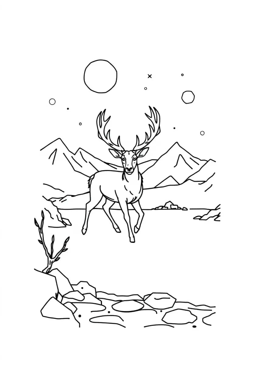 deer drawing coloring ideas pdf template sheet e