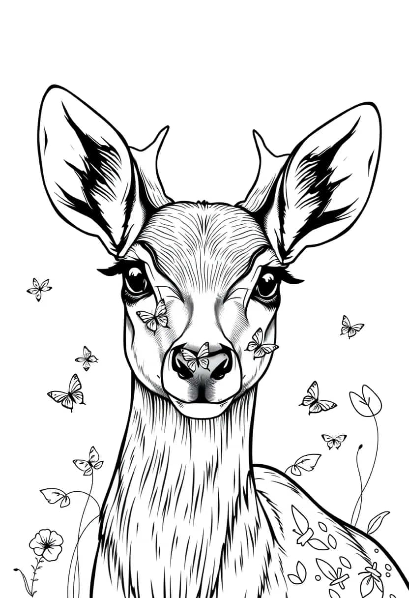 deer drawing coloring ideas pdf template sheet ef
