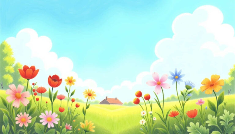 featured a tiny garden with giggling flowers waving in a su