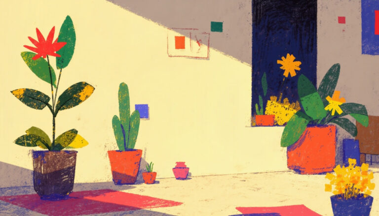 featured a bright sunroom with a tall bird of paradise plan