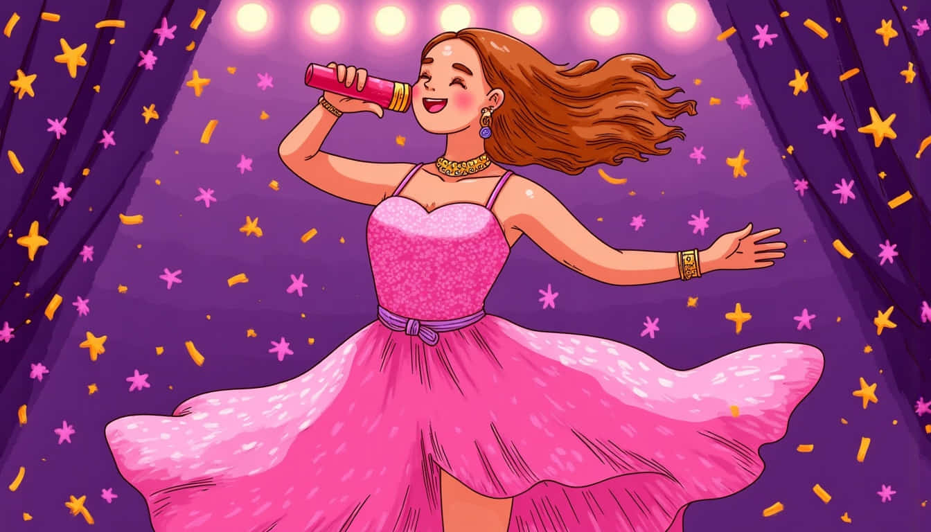 featured ariana grande twirling in a sparkly pink dress und