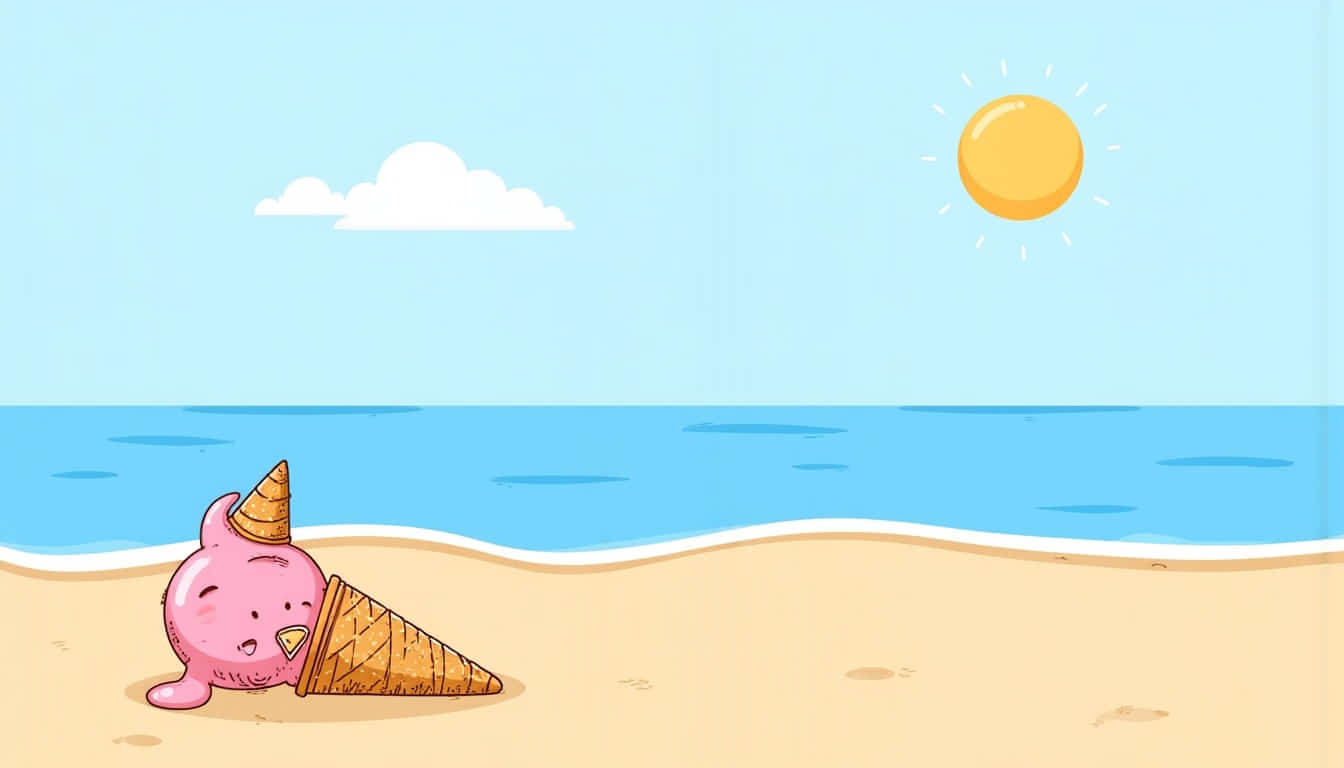 summer an ice cream cone melting under the summer sun on