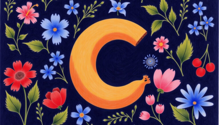 featured cute colorful letter c outline