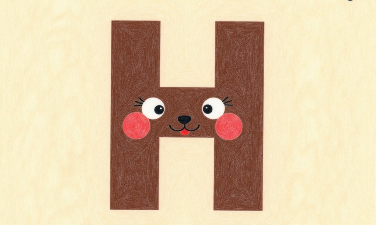 featured a happy letter h letter with winking eyes