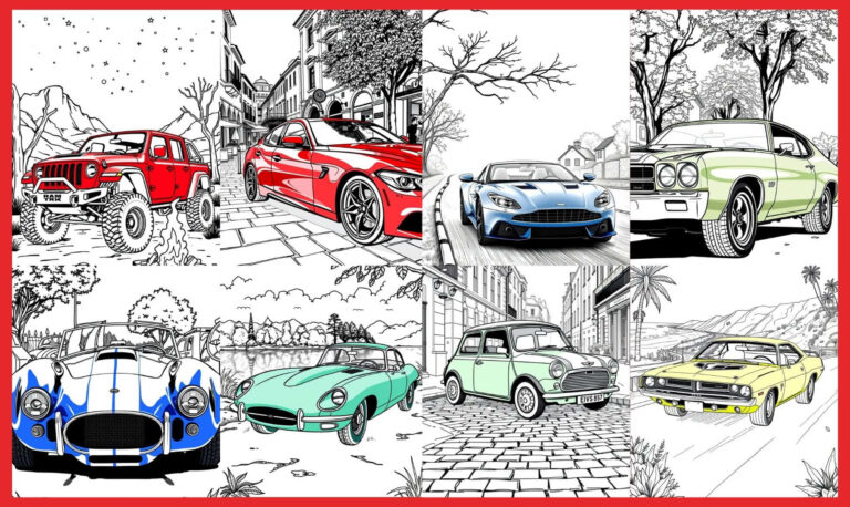 featured car collages coloring