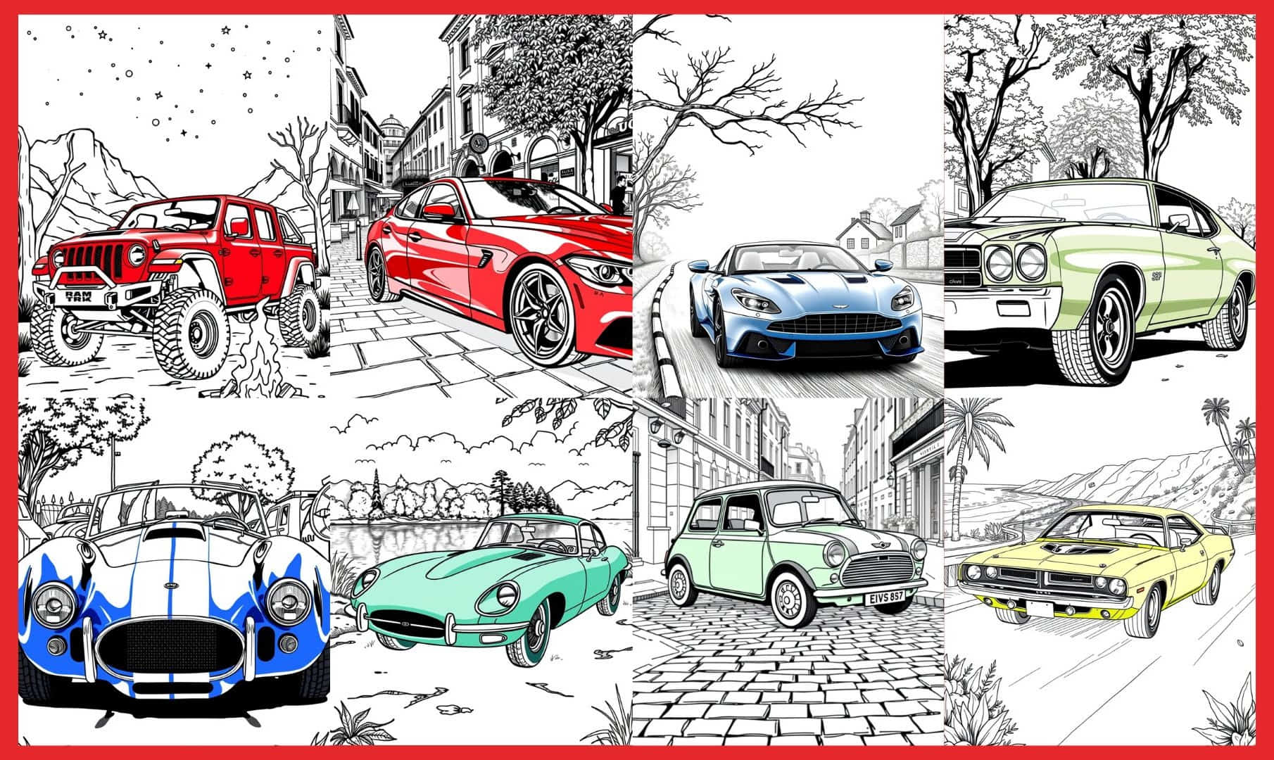 featured car collages coloring