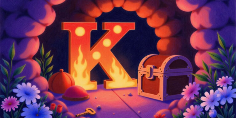 letter k in a colorful treasure