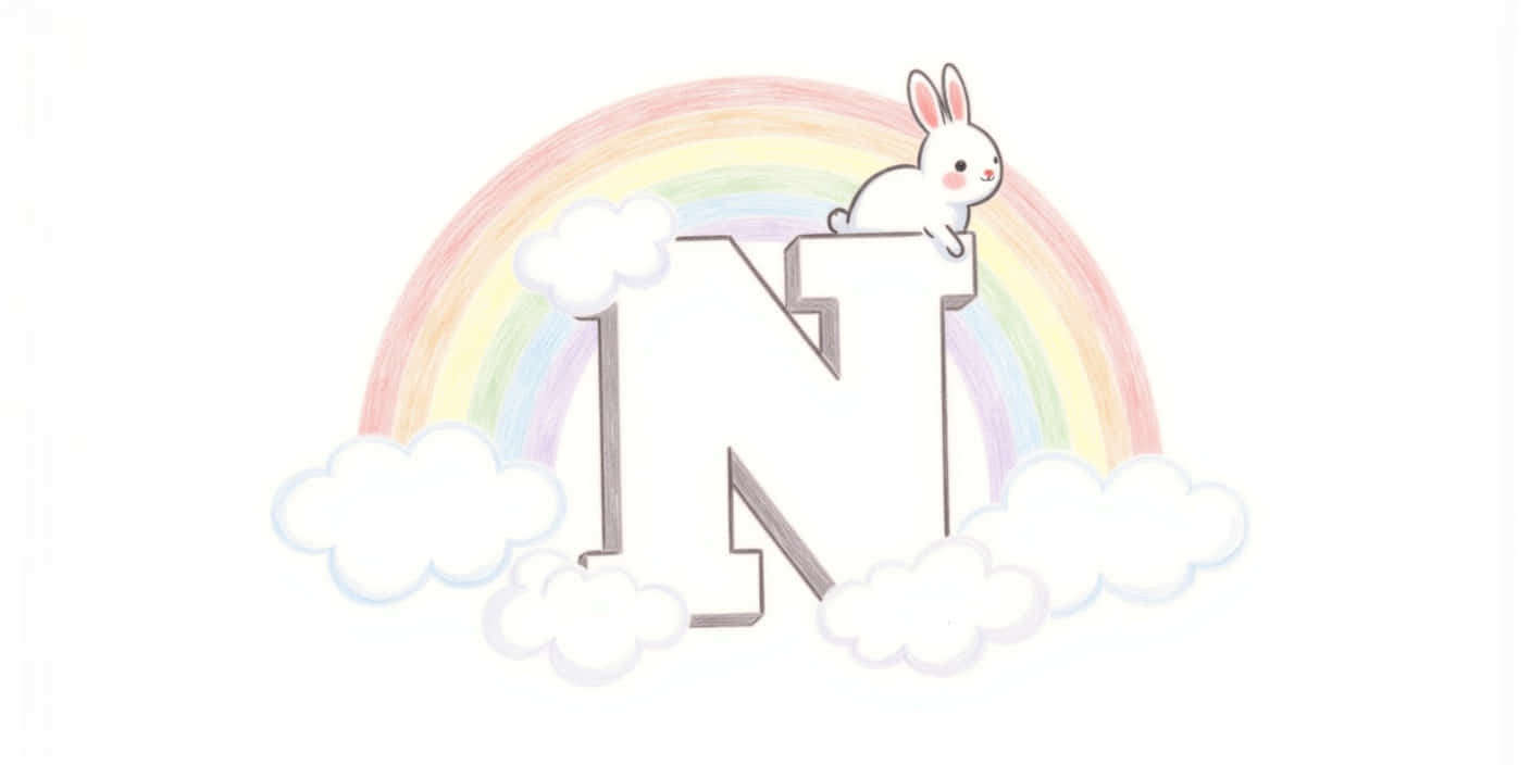 a letter n outline floating among fluffy clouds a