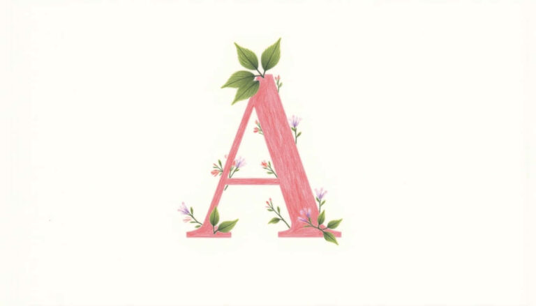 featured letter A, fully covered canvas drawing,