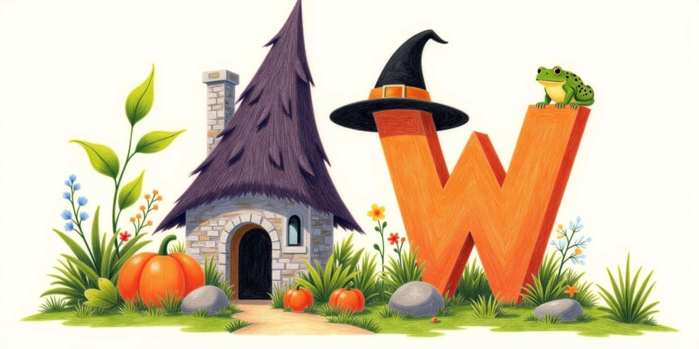 featured letter W in a witch’s lair