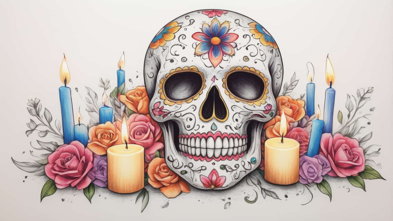 featured a sugar skull with flo