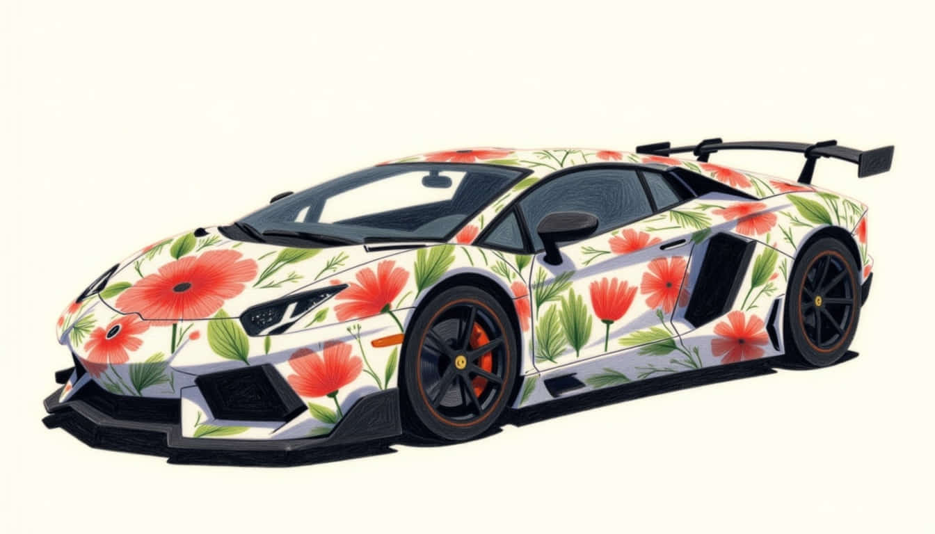 lamborghini in fully covered drawing