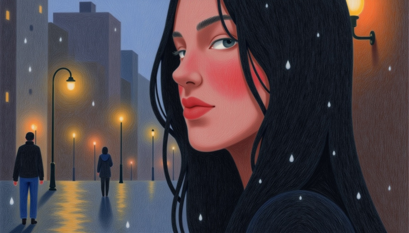 woman in rain no blank spaces detailed water dropl