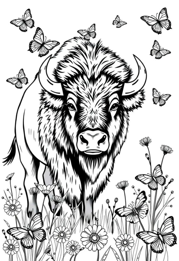 bison drawing coloring ideas pdf template sheet